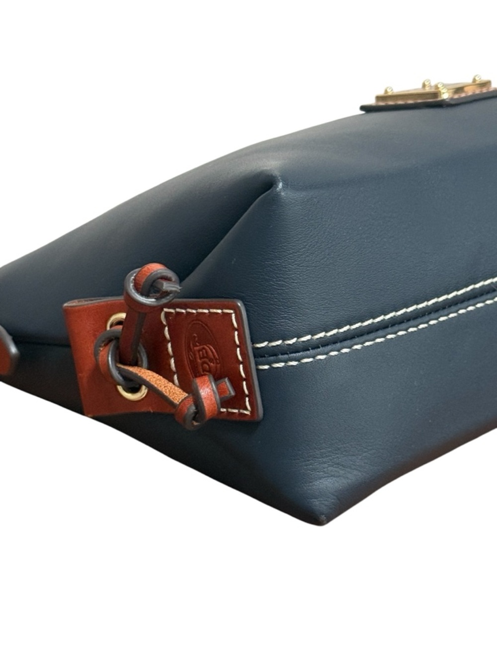 Dooney & Bourke Penrose Navy Leather Crossbody with Brown Trim and Gold Hardware - Picture 7 of 15